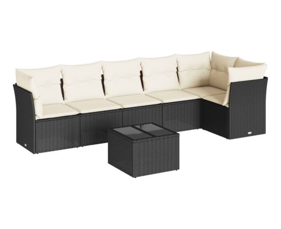 vidaXL 7-częściowy zestaw wypoczynkowy do ogrodu, z poduszkami, czarny Dārza mēbeļu komplekti