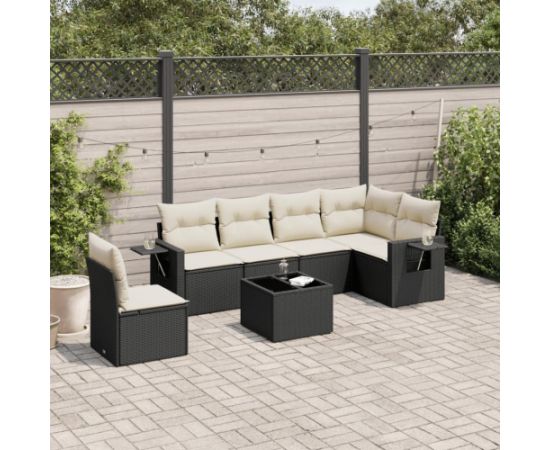 vidaXL 7-częściowy zestaw wypoczynkowy do ogrodu, z poduszkami, czarny Dārza mēbeļu komplekti