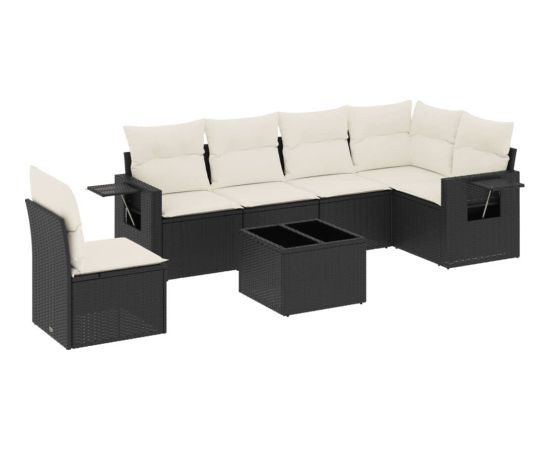 vidaXL 7-częściowy zestaw wypoczynkowy do ogrodu, z poduszkami, czarny Dārza mēbeļu komplekti