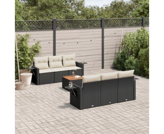 vidaXL 7-częściowy zestaw wypoczynkowy do ogrodu, z poduszkami, czarny Dārza mēbeļu komplekti