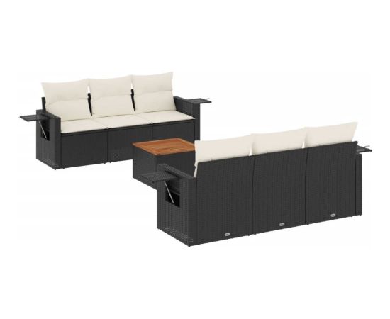 vidaXL 7-częściowy zestaw wypoczynkowy do ogrodu, z poduszkami, czarny Dārza mēbeļu komplekti