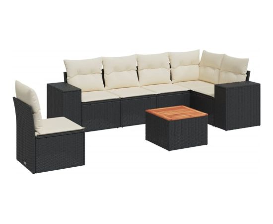 vidaXL 7-częściowy zestaw wypoczynkowy do ogrodu, z poduszkami, czarny Dārza mēbeļu komplekti