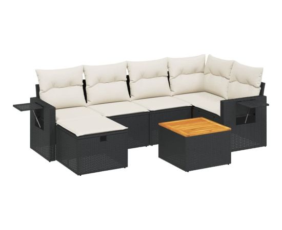 vidaXL 7-częściowy zestaw wypoczynkowy do ogrodu, z poduszkami, czarny Dārza mēbeļu komplekti