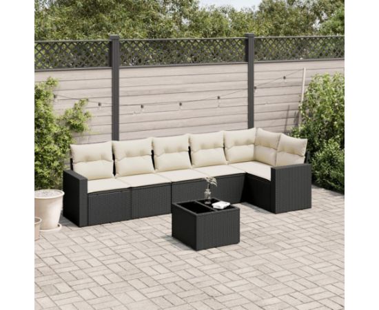 vidaXL 7-częściowy zestaw wypoczynkowy do ogrodu, z poduszkami, czarny Dārza mēbeļu komplekti