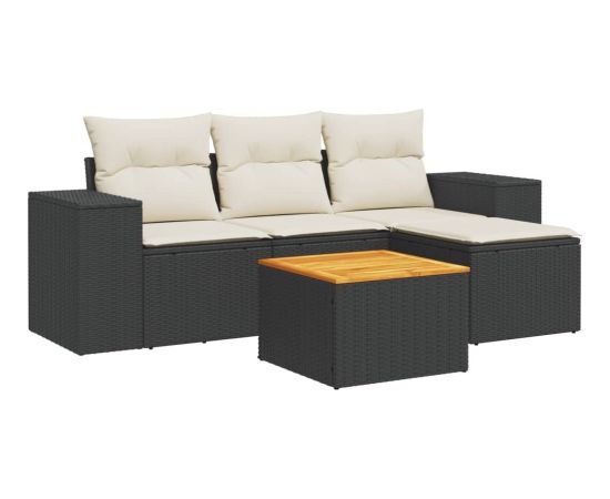 vidaXL 5-częściowy zestaw wypoczynkowy do ogrodu, poduszki, czarny rattan PE Dārza mēbeļu komplekti