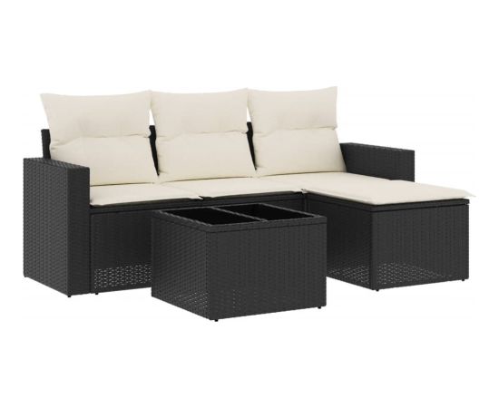 vidaXL 5-częściowy zestaw wypoczynkowy do ogrodu, poduszki, czarny rattan PE Dārza mēbeļu komplekti