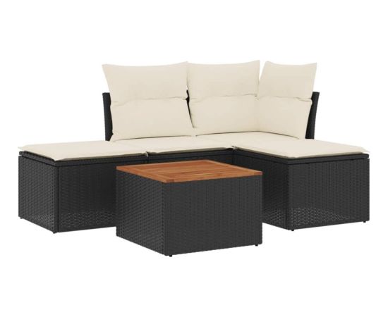 vidaXL 5-częściowy zestaw wypoczynkowy do ogrodu, poduszki, czarny rattan PE Dārza mēbeļu komplekti