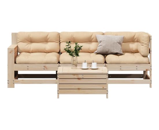 vidaXL 4-częściowy zestaw mebli ogrodowych z poduszkami, lite drewno sosnowe Dārza mēbeļu komplekti