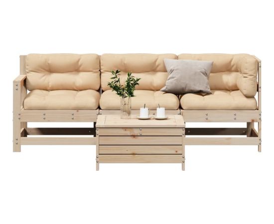 vidaXL 4-częściowy zestaw mebli ogrodowych z poduszkami, lite drewno sosnowe Dārza mēbeļu komplekti