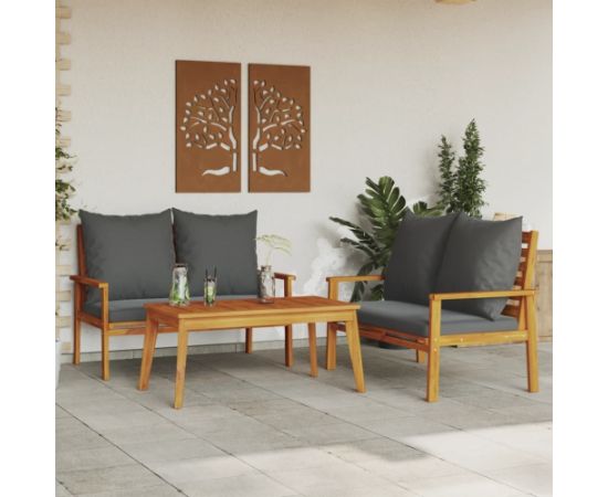 vidaXL 3-częściowy zestaw wypoczynkowy do ogrodu, poduszki, drewno akacjowe Dārza mēbeļu komplekti