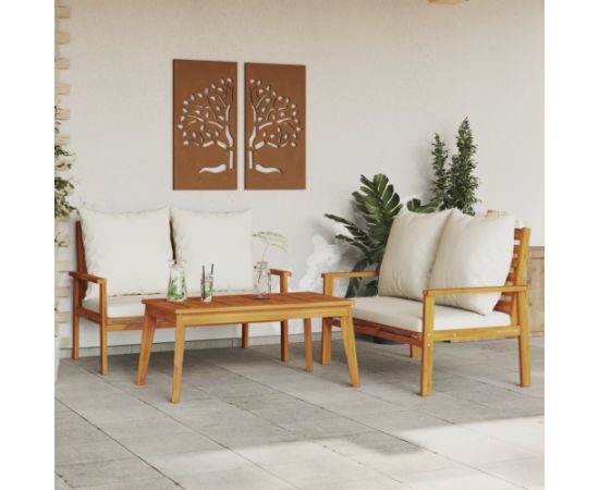 vidaXL 3-częściowy zestaw wypoczynkowy do ogrodu, poduszki, drewno akacjowe Dārza mēbeļu komplekti