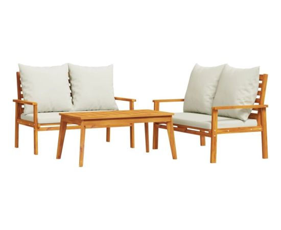 vidaXL 3-częściowy zestaw wypoczynkowy do ogrodu, poduszki, drewno akacjowe Dārza mēbeļu komplekti