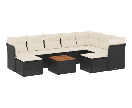 vidaXL 10-częściowy zestaw wypoczynkowy do ogrodu, z poduszkami, czarny Dārza mēbeļu komplekti