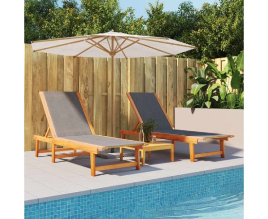 vidaXL vidaXL Leżaki, 2 szt., czarne, lite drewno akacjowe i textilene Шезлонги и пляжные стулья