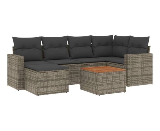 vidaXL 7-częściowy zestaw wypoczynkowy do ogrodu, z poduszkami, szary Dārza mēbeļu komplekti