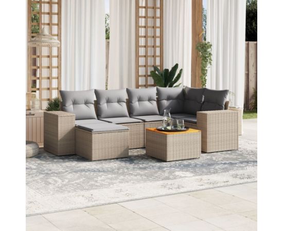 vidaXL 7-częściowy zestaw wypoczynkowy do ogrodu, z poduszkami, beżowy Dārza mēbeļu komplekti