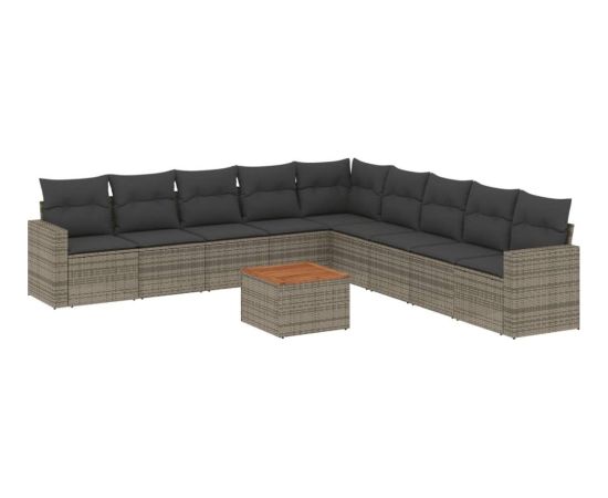 vidaXL 10-częściowy zestaw wypoczynkowy do ogrodu, z poduszkami, szary Dārza mēbeļu komplekti