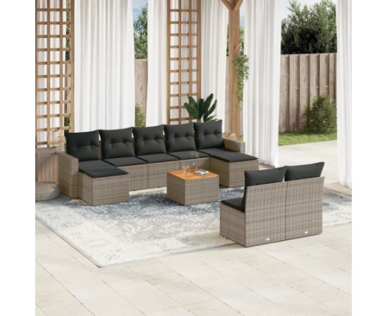 vidaXL 10-częściowy zestaw wypoczynkowy do ogrodu, z poduszkami, szary Dārza mēbeļu komplekti