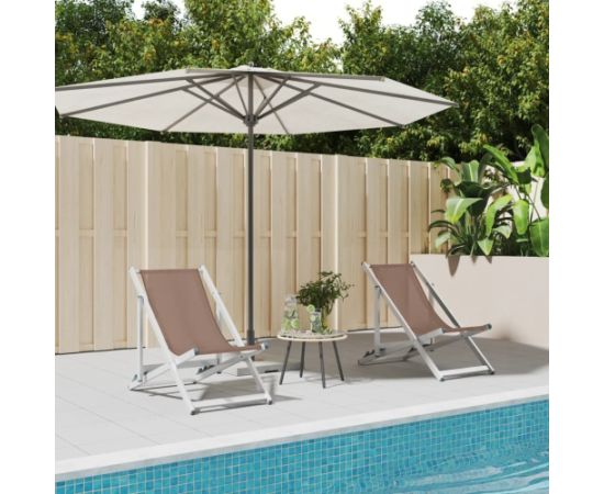 vidaXL Składane krzesła plażowe, 2 szt., brąz, aluminium i textilene Шезлонги и пляжные стулья