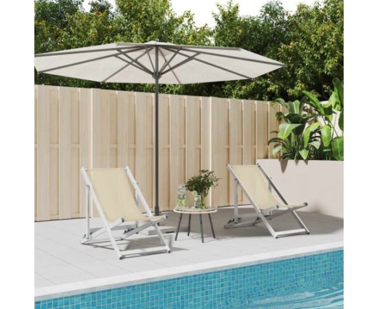 vidaXL Składane krzesła plażowe, 2 szt, kremowe, aluminium i textilene Шезлонги и пляжные стулья