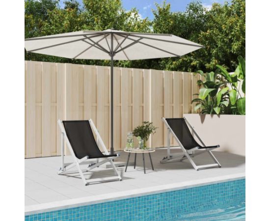 vidaXL Składane krzesła plażowe, 2 szt., czarne, aluminium i textilene Шезлонги и пляжные стулья