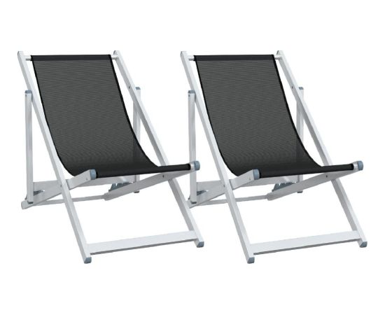 vidaXL Składane krzesła plażowe, 2 szt., czarne, aluminium i textilene Шезлонги и пляжные стулья