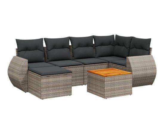 vidaXL 7-częściowy zestaw wypoczynkowy do ogrodu, z poduszkami, szary Dārza mēbeļu komplekti