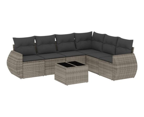 vidaXL 7-częściowy zestaw wypoczynkowy do ogrodu, z poduszkami, szary Dārza mēbeļu komplekti