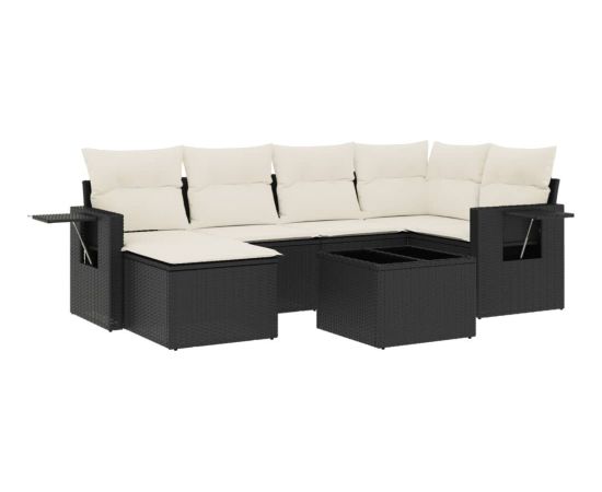 vidaXL 7-częściowy zestaw wypoczynkowy do ogrodu, z poduszkami, czarny Dārza mēbeļu komplekti