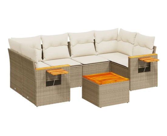 vidaXL 7-częściowy zestaw wypoczynkowy do ogrodu, z poduszkami, beżowy Dārza mēbeļu komplekti