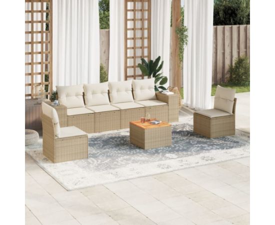 vidaXL 7-częściowy zestaw wypoczynkowy do ogrodu, z poduszkami, beżowy Dārza mēbeļu komplekti