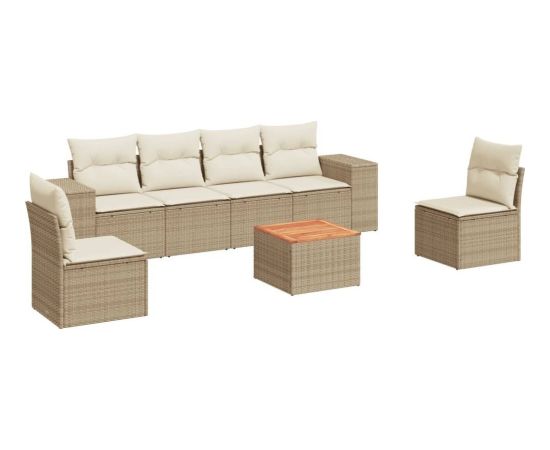 vidaXL 7-częściowy zestaw wypoczynkowy do ogrodu, z poduszkami, beżowy Dārza mēbeļu komplekti