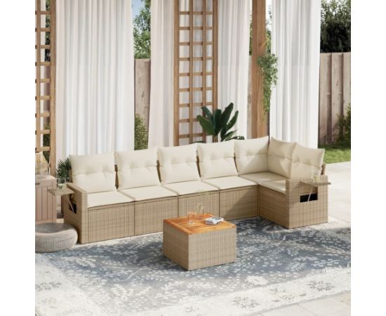 vidaXL 7-częściowy zestaw wypoczynkowy do ogrodu, z poduszkami, beżowy Dārza mēbeļu komplekti