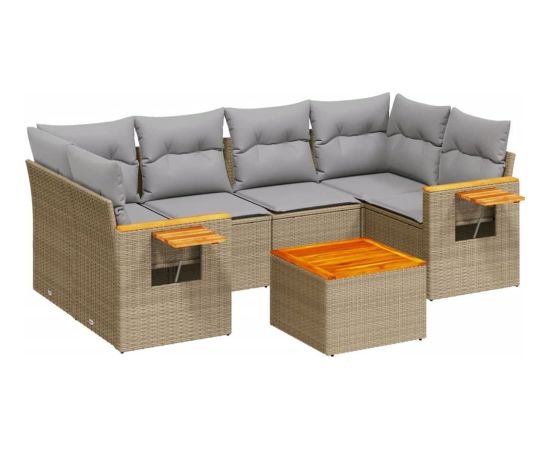 vidaXL 7-częściowy zestaw wypoczynkowy do ogrodu, z poduszkami, beżowy Dārza mēbeļu komplekti