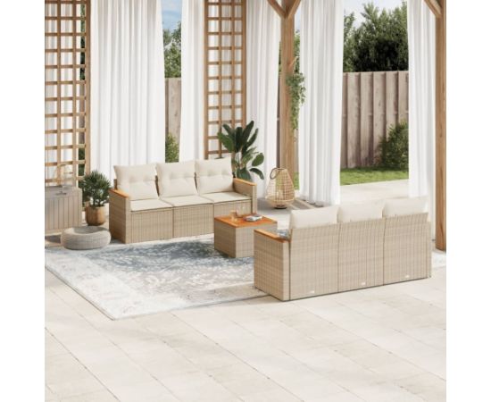 vidaXL 7-częściowy zestaw wypoczynkowy do ogrodu, z poduszkami, beżowy Dārza mēbeļu komplekti