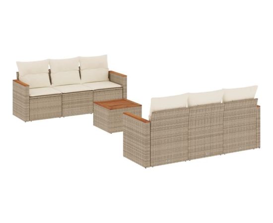 vidaXL 7-częściowy zestaw wypoczynkowy do ogrodu, z poduszkami, beżowy Dārza mēbeļu komplekti