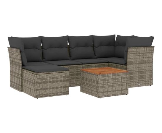 vidaXL 7-częsciowy zestaw wypoczynkowy do ogrodu, z poduszkami, szary Dārza mēbeļu komplekti