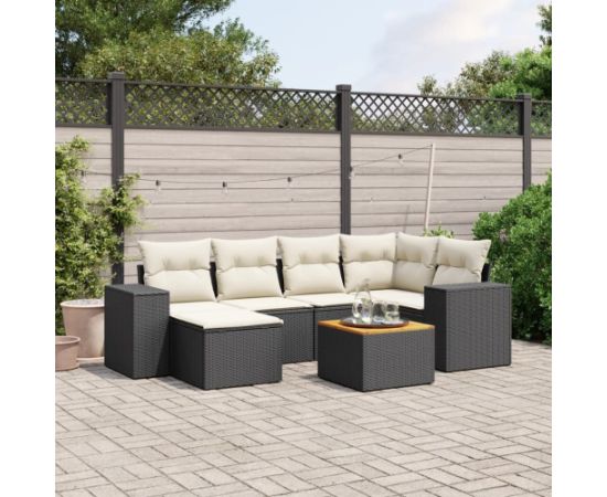 vidaXL 7-częsciowy zestaw wypoczynkowy do ogrodu, z poduszkami, czarny Dārza mēbeļu komplekti