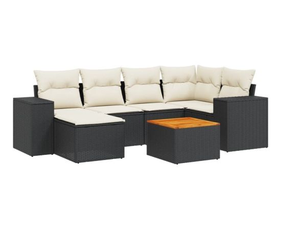 vidaXL 7-częsciowy zestaw wypoczynkowy do ogrodu, z poduszkami, czarny Dārza mēbeļu komplekti