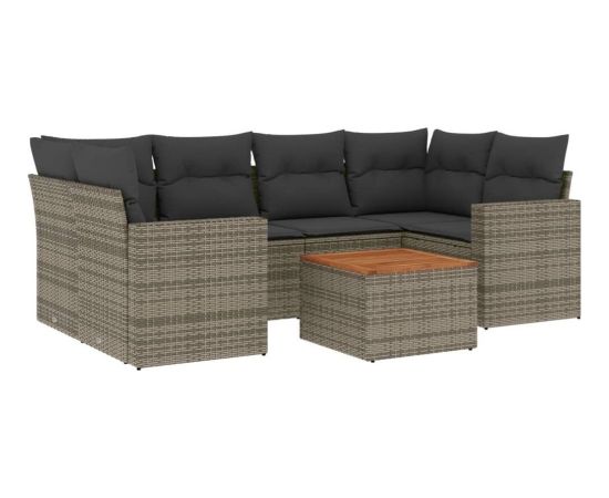 vidaXL 7-częsciowy zestaw wypoczynkowy do ogrodu, z poduszkami, szary Dārza mēbeļu komplekti