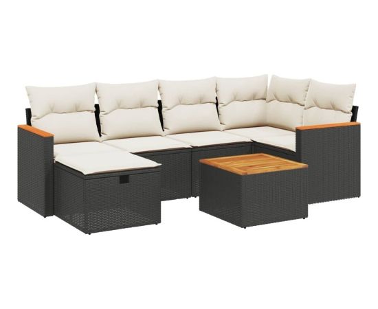 vidaXL 7-częsciowy zestaw wypoczynkowy do ogrodu, z poduszkami, czarny Dārza mēbeļu komplekti