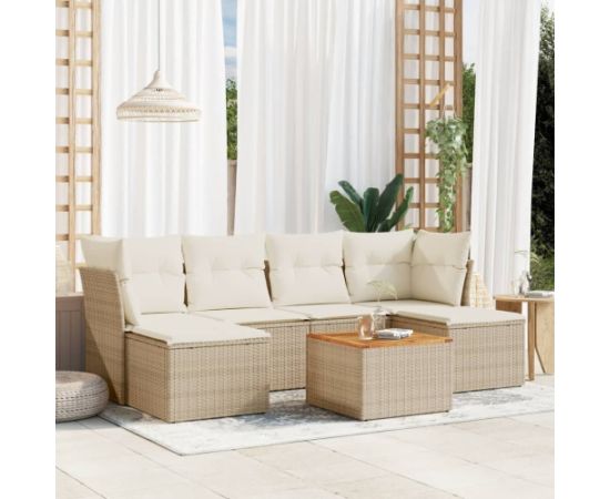 vidaXL 7-częsciowy zestaw wypoczynkowy do ogrodu, z poduszkami, beżowy Dārza mēbeļu komplekti