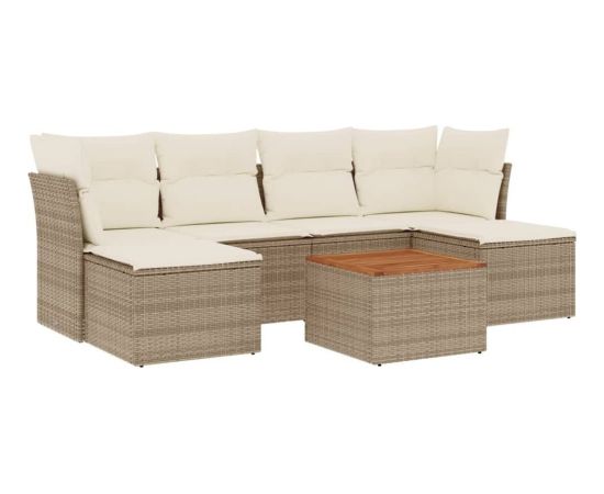 vidaXL 7-częsciowy zestaw wypoczynkowy do ogrodu, z poduszkami, beżowy Dārza mēbeļu komplekti