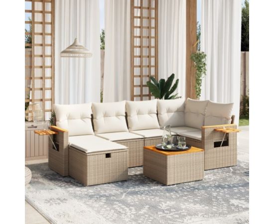 vidaXL 7-częsciowy zestaw wypoczynkowy do ogrodu, z poduszkami, beżowy Dārza mēbeļu komplekti