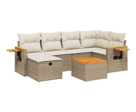 vidaXL 7-częsciowy zestaw wypoczynkowy do ogrodu, z poduszkami, beżowy Dārza mēbeļu komplekti