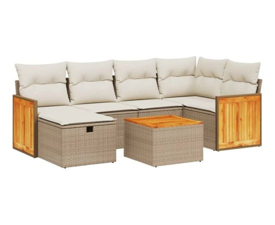 vidaXL 7-częsciowy zestaw wypoczynkowy do ogrodu, z poduszkami, beżowy Dārza mēbeļu komplekti