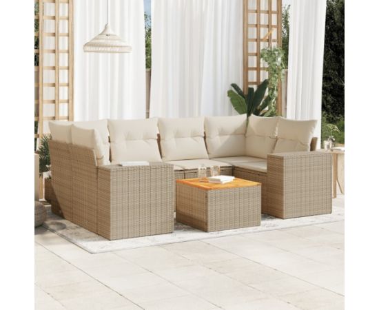 vidaXL 7-częsciowy zestaw wypoczynkowy do ogrodu, z poduszkami, beżowy Dārza mēbeļu komplekti