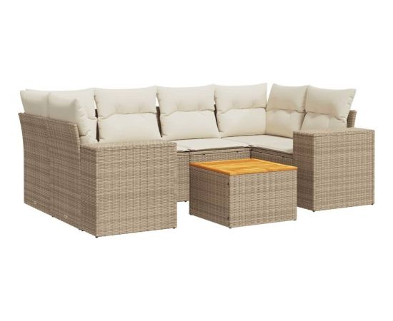 vidaXL 7-częsciowy zestaw wypoczynkowy do ogrodu, z poduszkami, beżowy Dārza mēbeļu komplekti