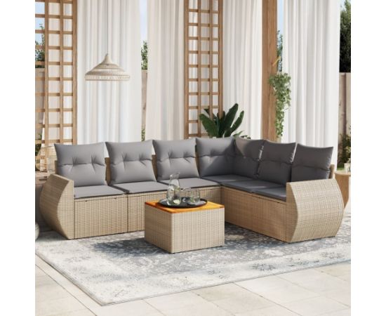 vidaXL 7-częsciowy zestaw wypoczynkowy do ogrodu, z poduszkami, beżowy Dārza mēbeļu komplekti