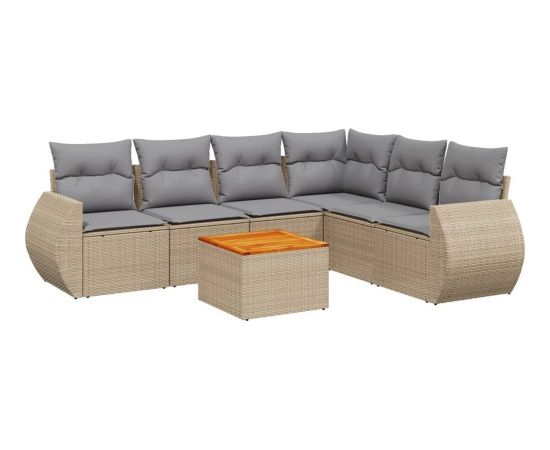 vidaXL 7-częsciowy zestaw wypoczynkowy do ogrodu, z poduszkami, beżowy Dārza mēbeļu komplekti